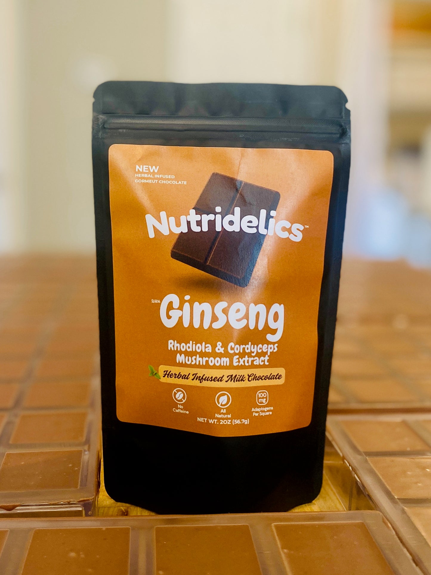 Milk Chocolate Squares - Ginseng, Rhodiola & Cordyceps Mushroom Extract