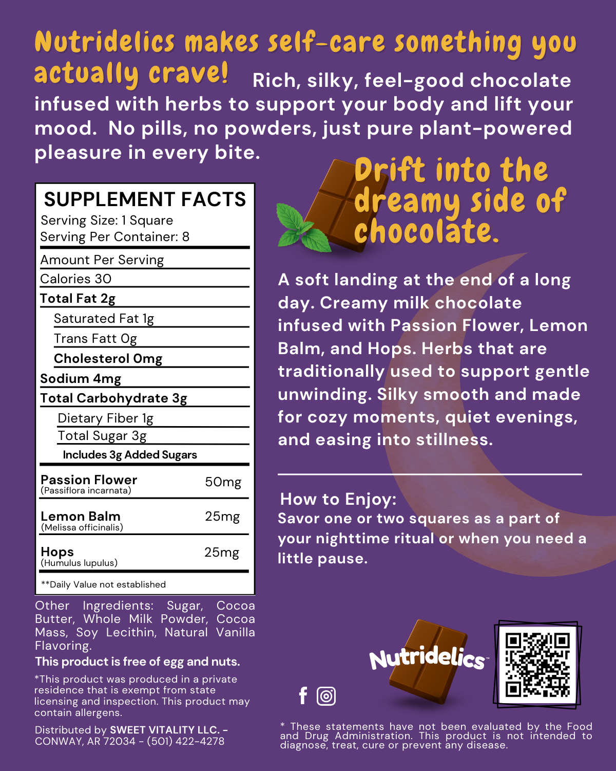 Milk Chocolate Squares - Passion Flower, Lemon Balm & Hops