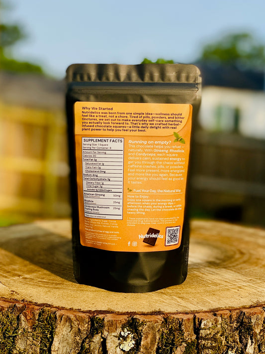 Milk Chocolate Squares - Ginseng, Rhodiola & Cordyceps Mushroom Extract