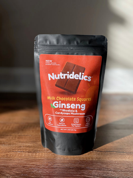 Milk Chocolate Squares - Ginseng, Rhodiola & Cordyceps Mushroom Extract