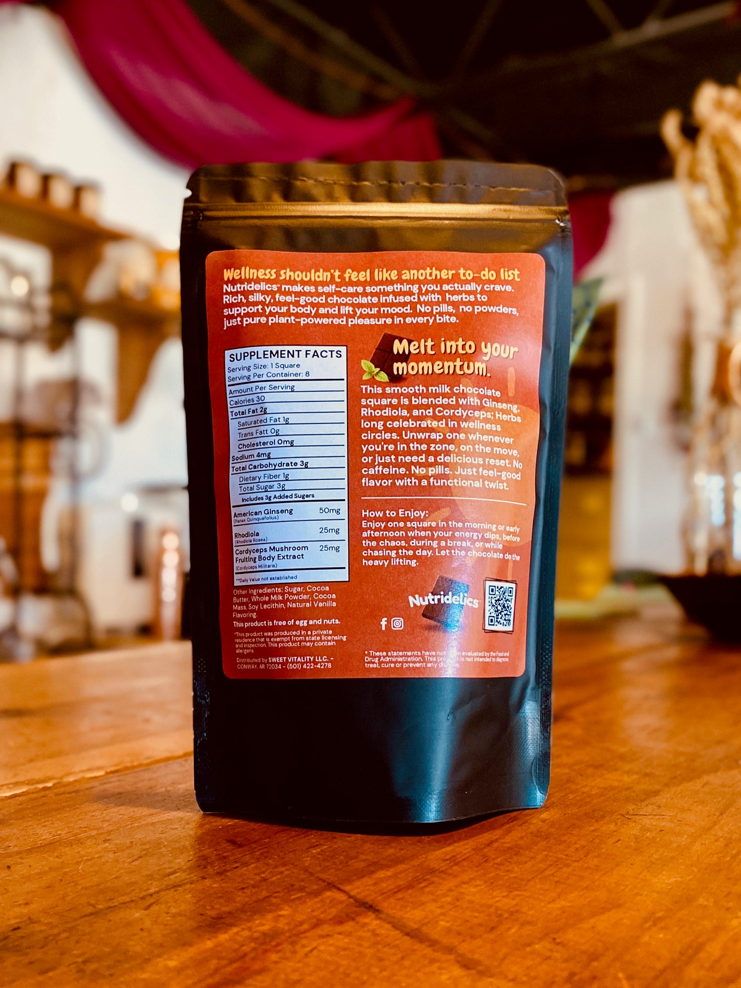 Milk Chocolate Squares - Ginseng, Rhodiola & Cordyceps Mushroom Extract